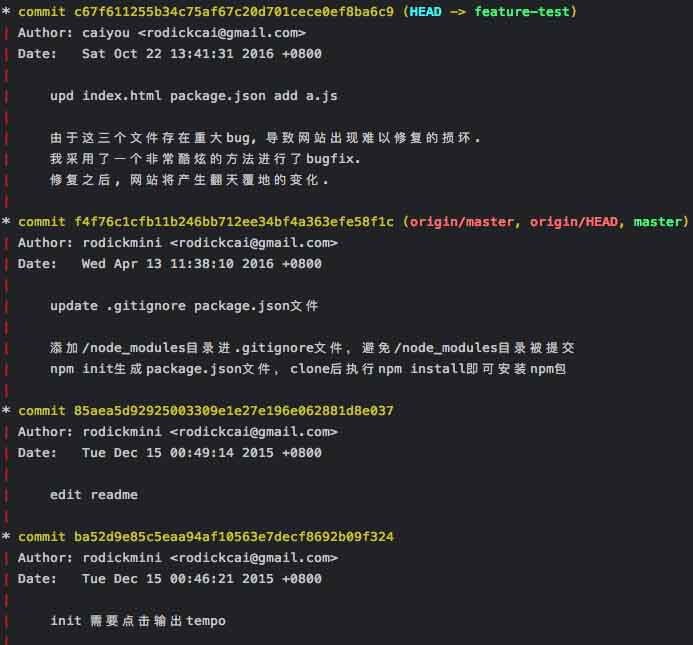 git log 示意图